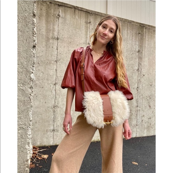 Who what wear faux leather brown blouse - Picture 6 of 8